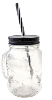 Brooklyn Relief Trinkkanne mit Metalldeckel und Trinkhalm ohne Eichung